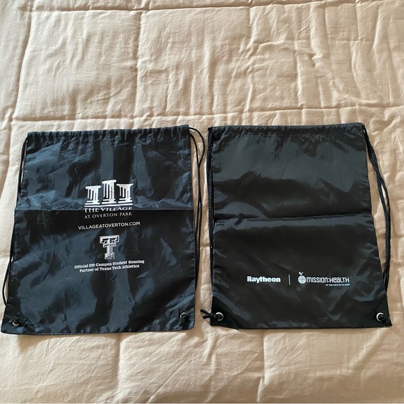 Set of 2 Texas Tech Raytheon Drawstring Backpack Gym Travel Shoe Black black Bag - Picture 1 of 2